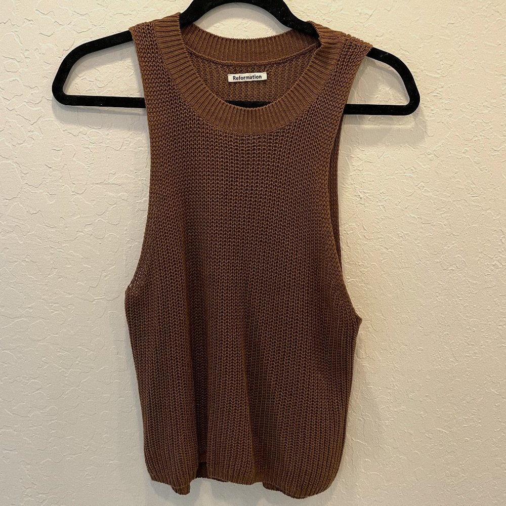 Reformation Brown Knitted Sweater Tank - Size Medium
